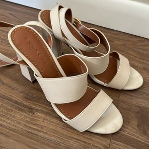 Coach white leather summer heels